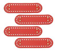 sourcing map 4 fondelli per borse all'uncinetto, 5,1 x 18 cm, fondo ovale in pelle, con fori, base per cuscino per borse fai da te, colore: rosso