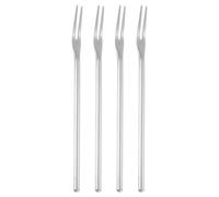 Sourcing Map 4 forchette per sottaceti, forchetta per olive da 16,3 cm con manico lungo, in acciaio inox, a 2 denti, per dessert, frutta e verdura, argento