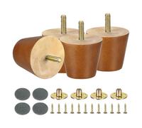 sourcing map 4 gambe per mobili in legno massello, 5 cm, piedini di ricambio per mobili, divano, armadio, ottomana, marrone chiaro