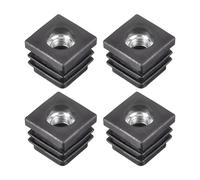 Sourcing Map 4 inserti filettati M8 per tubi quadrati, in plastica nera, per tappi terminali quadrati da 2 x 2 cm