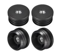 sourcing map 4 inserti per tubi rotondi con filettatura M8, per tubo rotondo OD da 35 mm, tappo rotondo regolabile in plastica nera con inserto per rotelle per sedie e mobili