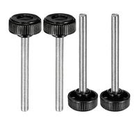 sourcing map 4 manopole di bloccaggio zigrinate M10 x 100 mm, filettatura metrica maschio, 38 mm, testa rotonda in plastica in acciaio al carbonio, pomello filettato con vite a testa zigrinata