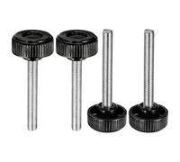 sourcing map 4 manopole di bloccaggio zigrinate M10 x 80 mm, filettatura metrica maschio, 38 mm, testa rotonda in plastica in acciaio al carbonio, pomello filettato con pomello filettato a mano, vite