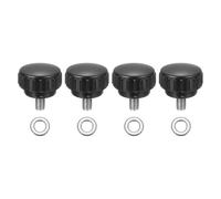 sourcing map 4 manopole di bloccaggio zigrinate, M6 x 8 mm, in acciaio inox 304, filettatura maschio, viti a testa zigrinata da 25 mm di larghezza, bulloni con rondelle, per sostituzione della base