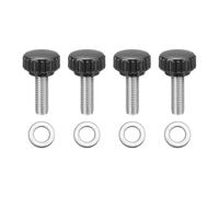 sourcing map 4 manopole di bloccaggio zigrinate, M8 x 25 mm, in acciaio inox 304, filettatura maschio, viti a testa zigrinata da 22 mm di larghezza, bulloni con rondelle, per sostituzione della base