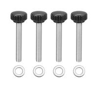 sourcing map 4 manopole di bloccaggio zigrinate, M8 x 55 mm, in acciaio inox 304, filettatura maschio, 22 mm di larghezza, bulloni con impugnatura zigrinata, impugnatura con rondelle, per sostituzione