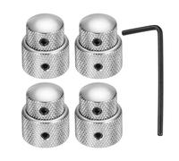 sourcing map 4 manopole di controllo concentriche impilate, universali, in metallo, da 1/4", manopole di controllo audio per tono del volume, con chiave per chitarra elettrica, basso, argento