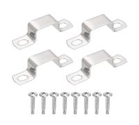 sourcing map 4 morsetti per tubi quadrati a forma di U, 30 x 20 mm, staffa a forma di U, in acciaio inossidabile 304, morsetto per cinghia quadrata con testa a croce, viti autoperforanti per tubi