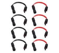 sourcing map 4 paia di cavi di prolunga piatti per pannello solare, 12 AWG, 1500 V, da maschio a femmina, cavo di prolunga per pannello solare per camper, nero e rosso, 0,3 m