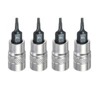 sourcing map 4 pezzi Torx Bit Socket 1/4 "Drive T7 S2 Acciaio Star Head Cacciavite Punte per Trapano CR-V Adattatore Presa in Acciaio per Casa Auto Asse Hex Dadi Bulloni Riparazione