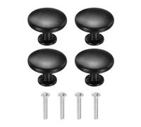 sourcing map 4 pomelli per armadietti, 2,9 cm, rotondi, solidi, per cassetti, in lega di alluminio, con viti, per armadi da cucina, camera da letto, comò, armadio, nero