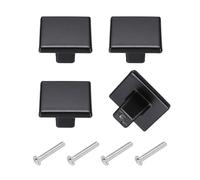 sourcing map 4 pomelli per armadietti, 3,2 cm, solidi, quadrati, per cassetti, in lega di alluminio, con viti, per armadi da cucina, camera da letto, comò, armadio, nero