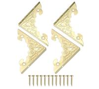 sourcing map 4 protezioni angolari decorative in metallo, 4,1 x 4,1 x 0,4 cm, stile vintage, con chiodi di montaggio, protezione per bordi della scatola, stile retrò, per armadi e mobili (ottone