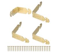 sourcing map 4 protezioni angolari decorative vintage in ottone a forma di L, 5,1 x 2,3 cm, con chiodi di montaggio, protezione per bordi retrò, per armadi e mobili (ottone)