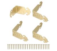 sourcing map 4 protezioni angolari decorative vintage in ottone a forma di L, 5,1 x 2,5 cm, con chiodi di montaggio, protezione per bordi retrò, per armadi e mobili (ottone)