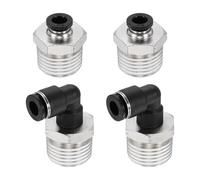 sourcing map 4 raccordi a spinta, 6,4 mm OD x 1/2" NPT filettatura in ottone gomito e combinazione diritta tubo dell'aria raccordo rapido per connettore tubo