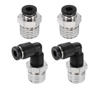 sourcing map 4 raccordi a spinta per collegare, 4 mm OD x 1/4" NPT filettatura in ottone gomito e combinazione diritta tubo dell'aria raccordi a connessione rapida per connettore tubo