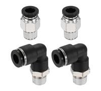 sourcing map 4 raccordi a spinta per collegare, 6,4 mm OD x 1/8" NPT filettatura in ottone gomito e combinazione diritta tubo dell'aria raccordi a connessione rapida per connettore tubo