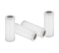 sourcing map 4 ruote a rullo in nylon con cuscinetti, foro da 3/8" x 1-3/16" larghezza x 3-1/4" lunghezza, ruota guida CNC, puleggia piatta in nylon (bianco)