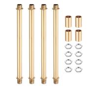 sourcing map 4 set di aste per lampada a tubo dritto da 20 cm, in acciaio al carbonio M10, asta a doppia estremità con filettatura fine con dadi di bloccaggio, connettore a manicotto per lampade da