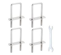 sourcing map 4 set di bulloni a U quadrati M6, 30 mm, larghezza interna 95 mm, lunghezza 304 in acciaio inox 304, con dadi, piastre e chiave per rimorchio, sci, barca, barca da pesca
