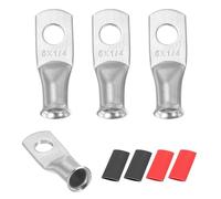 sourcing map 4 terminali ad anello per batteria M6 da 6 AWG, 6 mm, terminali a crimpare, terminali in rame, tubi termorestringenti 2:1, argento
