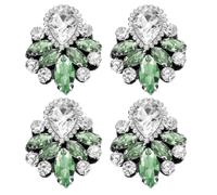 sourcing map 4 toppe con perline fatte a mano, con strass di cristallo, applique vintage da cucire per abbigliamento, accessori da cucito fai da te, verde erba