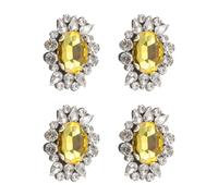 sourcing map 4 toppe con strass, 3,2 x 4 cm, fatte a mano, con perline, da cucire, in vetro, da cucire, per abiti da sposa, cinture, borse, decorazione, giallo