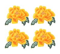 sourcing map 4 toppe termoadesive grandi con peonia, ricamate, 11,4 x 13,5 cm, toppe ricamate a forma di fiore da cucire, toppe per riparazione di abbigliamento, zaini, scarpe, decorazione, giallo