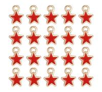 sourcing map 40 ciondoli a forma di stella, placcati in oro, per accessori fai da te, cellulari, portachiavi, 6 x 8 mm, rosso