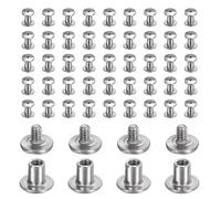 sourcing map 40 set di viti Chicago M2 x 4 mm di lunghezza 3 mm in metallo Phillips rivetti rivetti rivetti vite per rilegatura fai da te in pelle, cintura, borsa, artigianato, rilegatura, argento