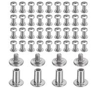 sourcing map 40 set di viti Chicago M2 x 6 mm di lunghezza 3 mm in metallo Phillips rivetti rivetti rivetti vite per rilegatura fai da te in pelle, cintura, borsa, artigianato, rilegatura, argento