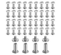 sourcing map 40 set di viti Chicago M2 x 8 mm di lunghezza 3 mm in metallo Phillips rivetti rivetti rivetti vite per rilegatura fai da te in pelle, cintura, borsa, artigianato, rilegatura, argento