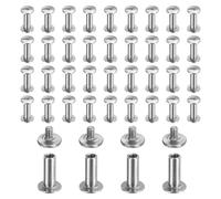 sourcing map 40 set di viti Chicago M2 x 9 mm di lunghezza 3 mm in metallo Phillips rivetti rivetti rivetti vite per rilegatura fai da te in pelle, cintura, borsa, artigianato, rilegatura, argento