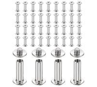 sourcing map 40 set di viti Chicago M4 x 16 mm di lunghezza 6 mm in metallo Phillips rivetti rivetti rivetti vite per rilegatura fai da te in pelle, cintura, borsa, artigianato, rilegatura, argento