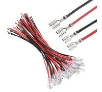 sourcing map 40 terminali a crimpare femmina a forcella con manicotto isolante da 4,8 mm e 6,30 mm, kit assortito di connettori rapidi a forcella femmina con fili da 20 cm, copertura ignifuga