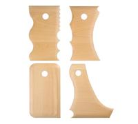 sourcing map 4pcs Pottery Ribs Trimming Tools Faggio Ceramica Profilo Bundle Big Wave Shaper Texture Rib Legno di Faggio per Intagliare Ceramica Argilla