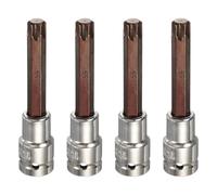 sourcing map 4Pcs Torx Bit Socket 1/2 "Drive T55 S2 Acciaio 6 Point Testa Lunga Cacciavite Punte per Trapano CR-V Adattatore Presa in Acciaio per Casa Auto Asse Hex Dadi Bulloni Riparazione