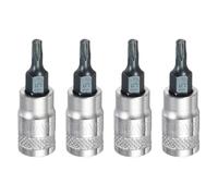 sourcing map 4Pcs Torx Bit Socket 1/4 "Drive T15 S2 Acciaio Star Head Cacciavite Punte per Trapano CR-V Adattatore Presa in Acciaio per Casa Auto Asse Hex Dadi Bulloni Riparazione