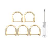 sourcing map 5 anelli a D con anello a vite da 24,6 mm, in metallo, a forma di U, semicerchio, anello a D, portachiavi con cacciavite, per fai da te, portachiavi in pelle, accessori per collari, oro