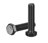 sourcing map 5 bulloni a testa esagonale da 3/8-16 x 1-1/2", vite a testa esagonale completamente filettata in acciaio inossidabile 304, finitura in ossido nero, bulloni esagonali per costruzione,