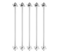 sourcing map 5 bulloni a vite filettati a doppia estremità in acciaio inox 304, M6 x 220 mm, con dadi, rondelle piatte quadrate e rondelle elastiche per la manutenzione della casa, tono argento