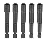 sourcing map 5 chiavi a bussola esagonali da 5,5 mm, in acciaio CR-V, con attacco esagonale da 1/4", per trapani elettrici, avvitatori a percussione, colore nero