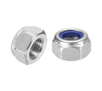 sourcing map 5 dadi di bloccaggio esagonali M12 x 1,25 mm, in acciaio inossidabile 304, autobloccanti, in nylon, per elementi di fissaggio per costruzione industriale, argento e blu