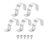 sourcing map 5 fascette per tubi da 3,5 cm, 1 foro, morsetti per tubi rigidi in acciaio inossidabile 304, staffa a U resistente, con viti autofilettanti per installazione di tubi, argento