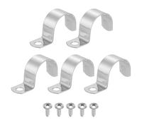 sourcing map 5 fascette per tubi da 3,8 cm, 1 foro, morsetti per tubi rigidi in acciaio inossidabile 304, staffa a U resistente, con viti autofilettanti per installazione di tubi, argento