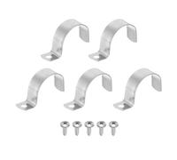 sourcing map 5 fascette per tubi da 4,3 cm, 1 foro, morsetti per tubi rigidi in acciaio inossidabile 304, staffa a U resistente, con viti autofilettanti per installazione di tubi, argento