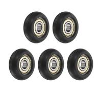 sourcing map 5 pulegge 608ZZ con cuscinetti a sfera in nylon, ruote rotonde, 8 x 32 x 12 mm, schermati in metallo (GCr15), cuscinetti in acciaio cromato, colore nero