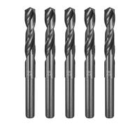 sourcing map 5 punte elicoidali per trapano con codolo ridotto, diametro 9/16", gambo da 1/2", in acciaio ad alta velocità, finitura in ossido nero, punte per trapano per metalli duri, acciaio