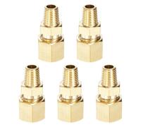 sourcing map 5 raccordi per tubi di compressione in ottone 0,6 cm OD x 0,2 cm NPT x 2,8 cm filettatura maschio connettore a compressione adattatore dritto per linee d'aria, olio, carburante, linee dei